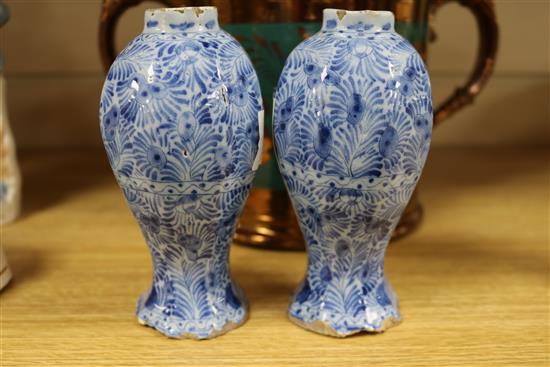 A pair of 18th century Delft vases